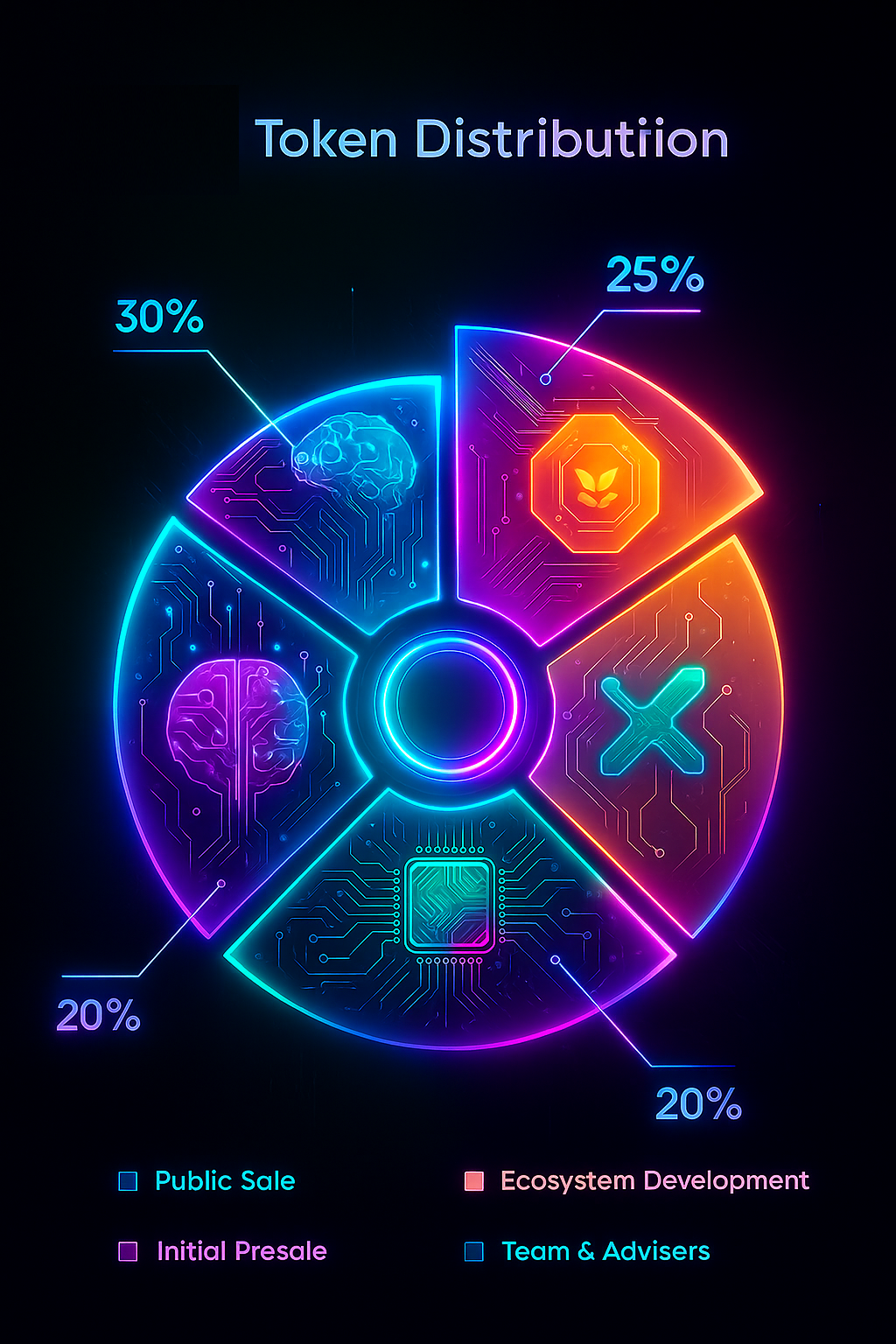 Pie chart of Groklorum token distribution